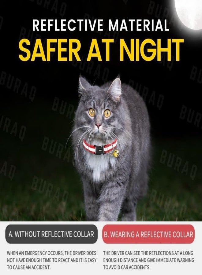 KittuPet مجموعة كيتو بيت من 4 قطع: طوقان عاكسان وقطعتان من طوق ربطة العنق للقطط والجراء والكلاب، مقاس 10 مم، لون عشوائي - Image 4